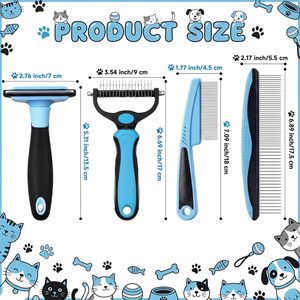Peigne démêlant en acier inoxydable pour animaux de compagnie, brosse de toilettage pour chiens, produits de nettoyage pour animaux, peigne en acier pour animaux - Product Image 2