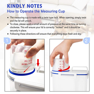 Fabrika doğrudan satış yüksek kalite taşınabilir kare Pet gıda saklama kapları büyük kapasiteli plastik 2-in-1 mutfak kullanımı için - Product Image 6