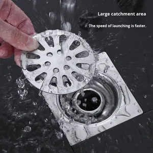OEM Manufacturer Wholesale Stainless Steel Square Floor Drain for Bathroom Toilet Dual-use Anti-odor American Style - Product Image 3