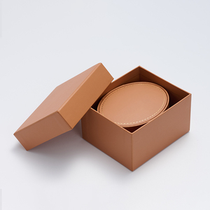 FANXI Custom logo <b>Orange</b> Leather Jewelry Box Ring Earrings Pendant Necklace Box Jewelry Packaging - Product Image 3