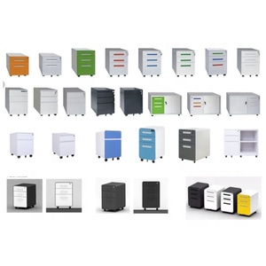 Gabinete de oficina de acero con cerradura y cojín Gabinete de almacenamiento de pedestal móvil con ruedas de 3 Cajones de acero rodante - Product Image 4