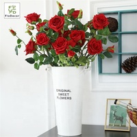 90cm en gros de haute qualité 5 têtes artificielles Real Touch Latex Rose fleurs pour mariage maison fête décoration fleur rose