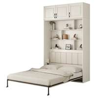 Lit Murphy moderne sur mesure, gain de place, taille Queen, avec placard, pliable, en bois, rembourrage en coton