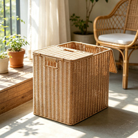 Panier de rangement domestique extra large en imitation rotin tressé avec couvercle, pour linge et couettes, idéal pour la chambre