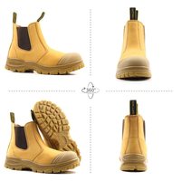 Bottes de sécurité Chelsea pour hommes, hautes, avec embout en acier, semelle intermédiaire en cuir nubuck, doublure en mesh respirant, semelle en caoutchouc PU, anti-écrasement