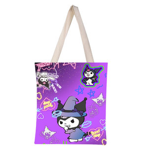 Promotional Custom Brand Logo Fashion Cartoon Women's Canvas Tote Bag with Customized Color Reusable Sports Wide Bottom Zipper