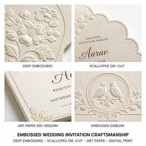 Invitation de mariage personnalisée en papier de coton de luxe, bilingue français-anglais, avec dorure à chaud, faible quantité minimale de commande, impression numérique - Product Image 3