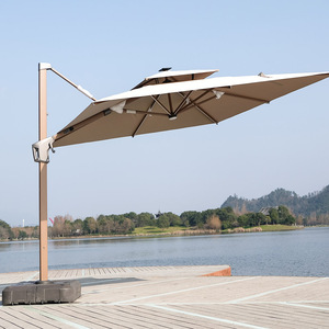 Factory High Quality Aluminum Outdoor Cantilever Roman <strong>Parasol</strong> <strong>with</strong> Led <strong>Light</strong> Modern Waterproof Windproof Patio Umbrella Base - Product Image 5