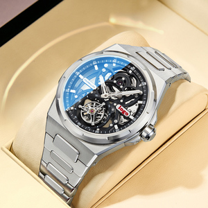 Montre automatique mécanique de luxe pour <span class=keywords><strong>homme</strong></span> avec tourbillon ajouré, personnalisable, en cristal de saphir, lumineuse et étanche. - Product Image 1
