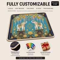 Tapis de jeu de mahjong américain en caoutchouc naturel bleu de luxe, design personnalisable, 31,5 pouces