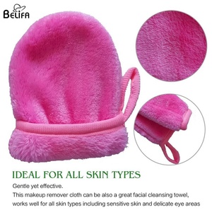 Gants nettoyants Belifa pour le démaquillage produit de nettoyage du visage en microfibre réutilisable gants démaquillants en flanelle noire - Product Image 3