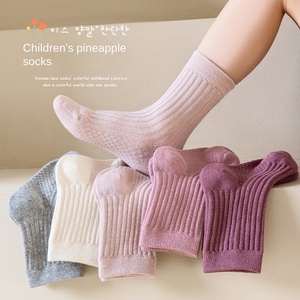 Autunno nuovo modello di ananas ragazze calze ad alta elasticità tinta unita per bambini a maglia equipaggio alto all'ingrosso - Product Image 3