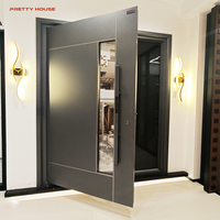 Puerta Pivotante de Entrada Exterior Moderna - Diseño de Lujo para el Hogar, Impermeable y Aislante Térmico para Apartamentos y Uso en Exteriores con Vidrio Templado