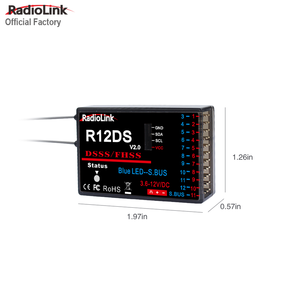 Radiolink V2 R12DS 2.4GHz RC récepteur 12 canaux Sbus/PWM Signal pour avion de contrôle longue portée RC émetteur AT10II <span class=keywords><strong>AT9S</strong></span> <span class=keywords><strong>Pro</strong></span> - Product Image 3