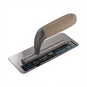 Llana trapezoidal profesional de acero inoxidable para hormigón, 0.100" de grosor, 280" de largo, de acero al carbono, para bricolaje, mampostería, con mangos de plástico, madera y caucho. - Product Image 1