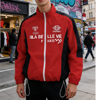 Survêtement Softshell à fermeture éclair intégrale léger avec logo personnalisable, veste coupe-vent de sport vintage pour hommes, streetwear pour hommes