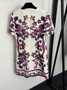 Abito da Donna con Stampa <span class=keywords><strong>Retrò</strong></span>, Collo Tondo, Manica Corta, Nuovo <span class=keywords><strong>Stile</strong></span> Casual Decorato con Diamanti per Occasioni di Festa, Tutte le Stagioni - Product Image 6