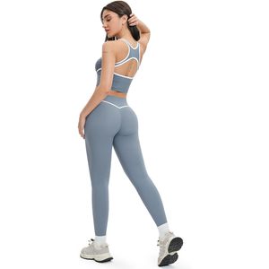 Conjunto Deportivo de Dos Piezas para Mujer, Top Deportivo con Espalda Cruzada y Leggings de Cintura Alta, Ropa Deportiva para Gimnasio y Yoga, Spandex, Poliéster, Elástico - Product Image 3