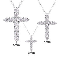 Collier croix en argent S925 avec moissanite, pendentif diamant haut de gamme, bijoux de mariage et de fête pour femme couleur D, personnalisable