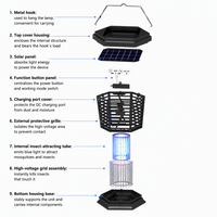 Lampe de camping portable suspendue à charge solaire LED anti-moustiques pour la pêche nocturne et l'utilisation en tente