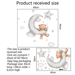 Luna nuvola PVC grandi adesivi murali per bambini camere da letto ragazzi stelle e orso decorazione per le camere dei bambini - Product Image 3