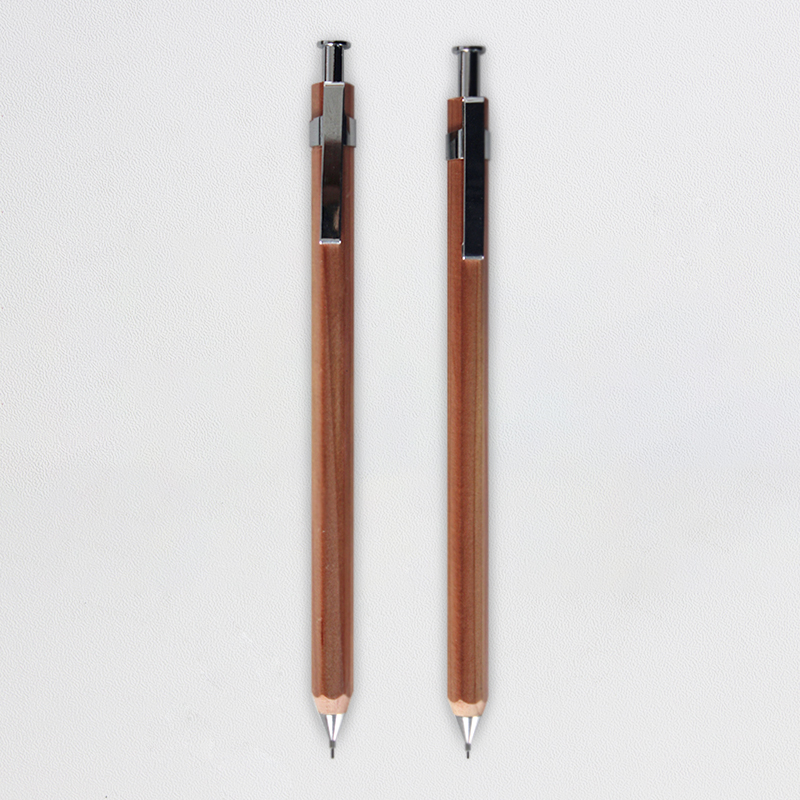 BLEISTIFT-lápiz mecánico automático para escuela y oficina, 0,5 o 0,7 MM, forma de barril redondo de madera, COLOR sólido, SIMPLE, venta al por mayor