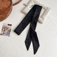 Écharpe extra longue de style coréen 140*5 cm à imprimé petits cœurs et pois, foulard, ruban, attache-cheveux, décoration de sac