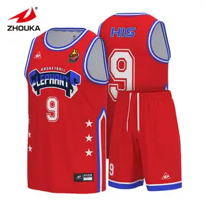 अनुकूलन sublimated सांस जाल बास्केटबॉल वर्दी लाल रंग camiseta डे baloncesto 2022 और शॉर्ट्स