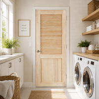 Porte intérieure pré-montée à âme pleine en bois, à 2 panneaux à persiennes, pour chambre, placard, ventilation et garde-manger