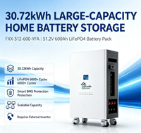 Batería LiFePO4 de 51.2V 600Ah 30.72kWh con Ruedas, Salida Pico de 10.24kW, BMS Inteligente de 200A, CAN, RS485, RS232, IP21, 6000 Ciclos para el Hogar