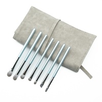 Kit de pinceaux de maquillage végétalien de qualité supérieure Starry Ocean Design avec des cheveux synthétiques gris