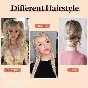 Lot de 2 extensions de cheveux tressées bouclées/ondulées, chignon élastique, postiches épaisses pour queue de cheval, 35 cm, pour femme (rouge bordeaux) - Product Image 6