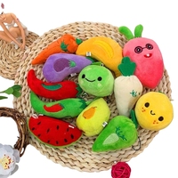 Porte-clés en peluche fruits colorés : banane, avocat, fraise, orange, ananas, pêche, poivron