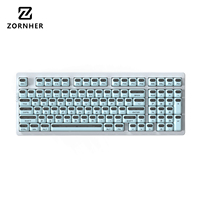 Clavier mécanique Zornher ZH980 Spaceman Blue avec touches PBT, rétroéclairage RGB, structure Gasket, clavier tri-mode pour le jeu et le bureau