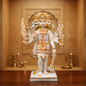 Estatua Tradicional de Hanuman Panchmukhi de Resina Hecha a Mano de 17.5 Pulgadas |   Ídolo de Hanuman de Cinco Caras para Mesa, Templo en Casa, Espiritual - Product Image 4
