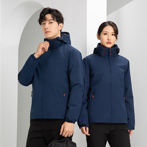 Куртка-бомбер унисекс с капюшоном на молнии, из полиэфирного волокна, ODM, съемная, 3-в-1, уличная одежда, со светоотражающими полосами - Product Image 3