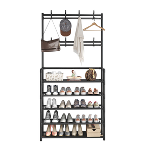 Venta al por mayor 3/4/5 Tier Hanger piso armario Vertical uso multifuncional detrás de la puerta entrada zapatos de <span class=keywords><strong>Metal</strong></span> perchero - Product Image 1