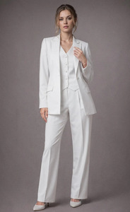 Conjunto de Traje de Tres Piezas para Mujer, Blazer Elegante, Chaleco y Pantalones, Atuendo Formal para Invitadas de Boda, Ropa Profesional de Negocios para Mujer - Product Image 5