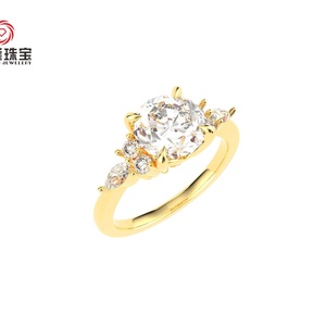 แหวนเพชรเพาะเลี้ยงแบบสั่งทำพิเศษ รับรองโดย IGI ทอง 10K 14K 18K ทรงมาร์คีส์ เพชรสร้างในห้องปฏิบัติการ ดีไซน์ใหม่สำหรับผู้หญิง - Product Image 2