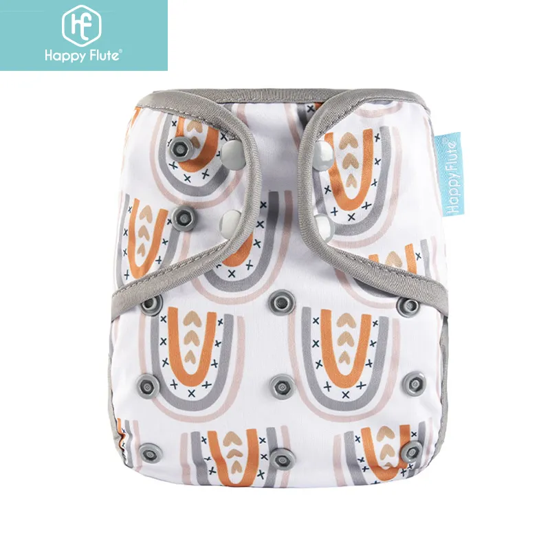 happyflute Cloth Diaper cover Double Gussets Inner Waterproof PUL Outer Fit 3- 15KG Baby