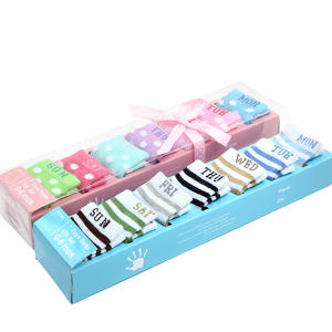 Venta caliente de alta calidad suave <span class=keywords><strong>siete</strong></span> días recién nacido calcetín semana bebé calcetines 7 pares en un conjunto - Product Image 3