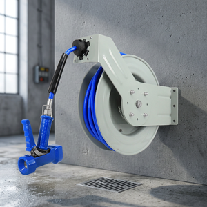 Wall-<b>Mounted</b> Retractable Water Hose Reel with High Pressure <b>Spray</b> Gun, Heavy Duty Hose Reel for Commercial Kitchen - Product Image 3
