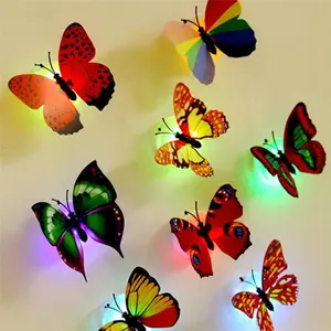 Lámpara LED de mariposa que cambia de color para decoración de pared, pegatinas de decoración para el hogar, habitación, boda, escritorio