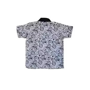 T-shirt à manches courtes pour garçons en coton biologique doux, imprimé à carreaux, respirant, avec poche avant et col roulé - Product Image 2