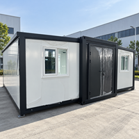 Maison conteneur extensible à double aile avec modules de construction intégrés, maison préfabriquée et structure de logement pliable