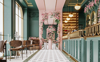 Design d'intérieur moderne et luxueux pour café |   Solution complète de présentoirs et d'ensembles de meubles sur mesure, conception personnalisée pour une boutique complète