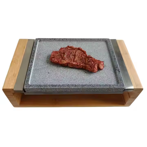 Best-seller Assiette <span class=keywords><strong>de</strong></span> <span class=keywords><strong>lave</strong></span> volcanique naturelle et écologique pour steak <span class=keywords><strong>de</strong></span> boeuf avec <span class=keywords><strong>plateau</strong></span> en acier inoxydable et bambou - Product Image 1