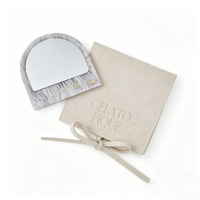 Miroir de poche en acétate marbré rose avec logo personnalisé, miroir de maquillage portable avec pochette en velours pour cadeaux, voyages, événements professionnels