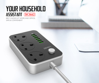 LDNIO SK3662 2500W UK Prise de courant 6 Ports USB-A Prise d'extension avec câble de 2M et interrupteur de sécurité Prix de gros d'usine