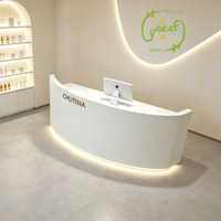Comptoir de réception incurvé pour salon de beauté, comptoir moderne avec éclairage LED, table de réception de spa avec logo personnalisé